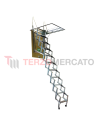 Scala retrattile in acciaio da soffitto foro 50x70 cm (lxp) altezza 300 cm 11 gradini