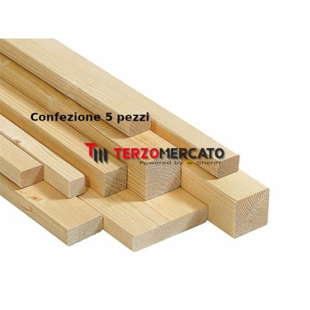 Listello Legno Abete massello 5 pezzi Prima scelta piallato sui 4 lati 95x2000 mm spessore 20 mm