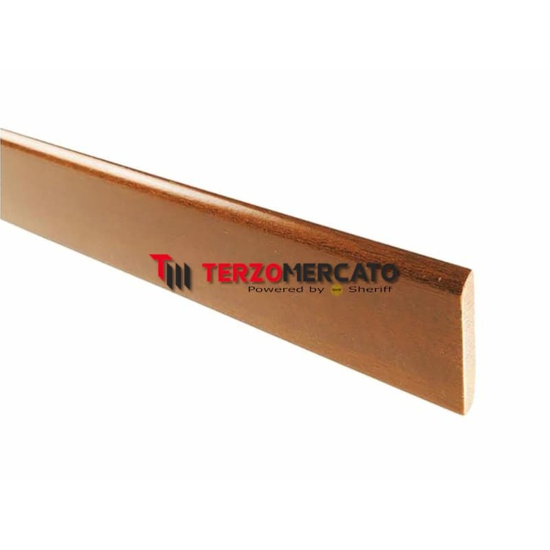 Battiscopa in legno massello Ayous tinta NOCE H 70mm L 2250 mm spessore 10 mm