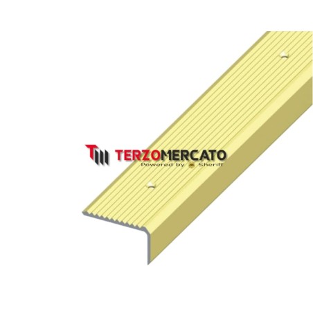 Profilo per scale angolare in alluminio anodizzato ottone antiscivolo 41x23x1000 mm