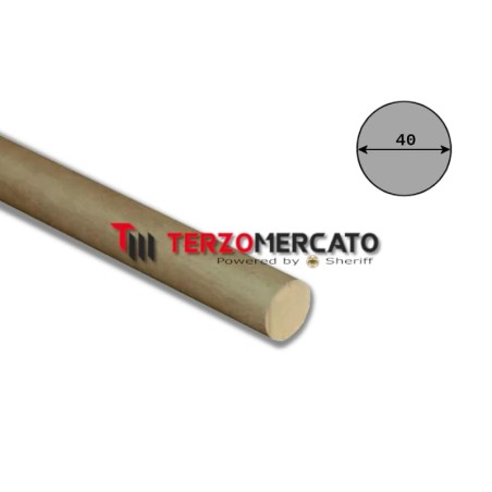 Corrimano in legno tondo di Ayous colore Noce chiaro diametro 40 mm lunghezza 2450 mm