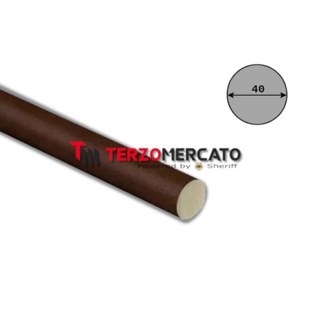 Corrimano in legno tondo di Ayous colore Noce diametro 40 mm lunghezza 2450 mm
