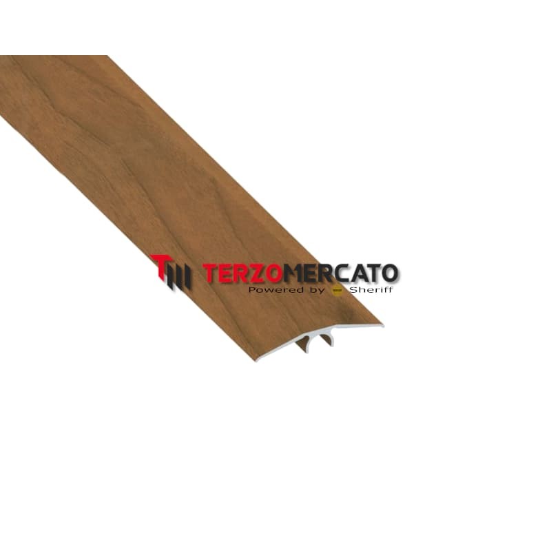 Profilo di giunzione raccordo in alluminio per pavimenti 46x1000 mm colore legno noce